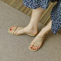 summer fashion square open toe slippers ladies high heels female casual outdoor slides pumps shoes for women sandals women shoes