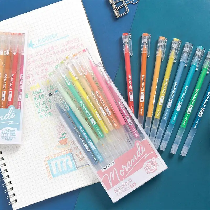 

9pcs/Set Colored Gel Ink Pens Point Marker Liner Coloring Book Stationary Supplies Drawing Handle School Writing Office Gifts