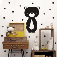 nordic style black round dot cartoon bear wall stickers childrens room kindergarten decal decoration self adhesive wallpaper