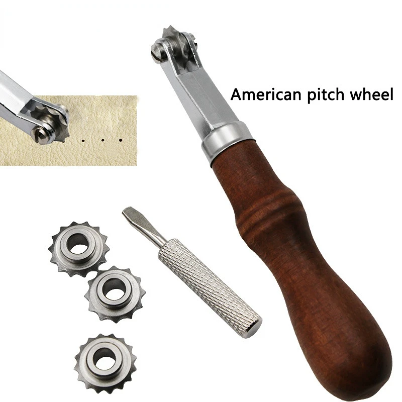 

High Quality Wooden Handle Cloth Scribing Spacing Wheel DIY Leather Punching Pitch Marking Tool