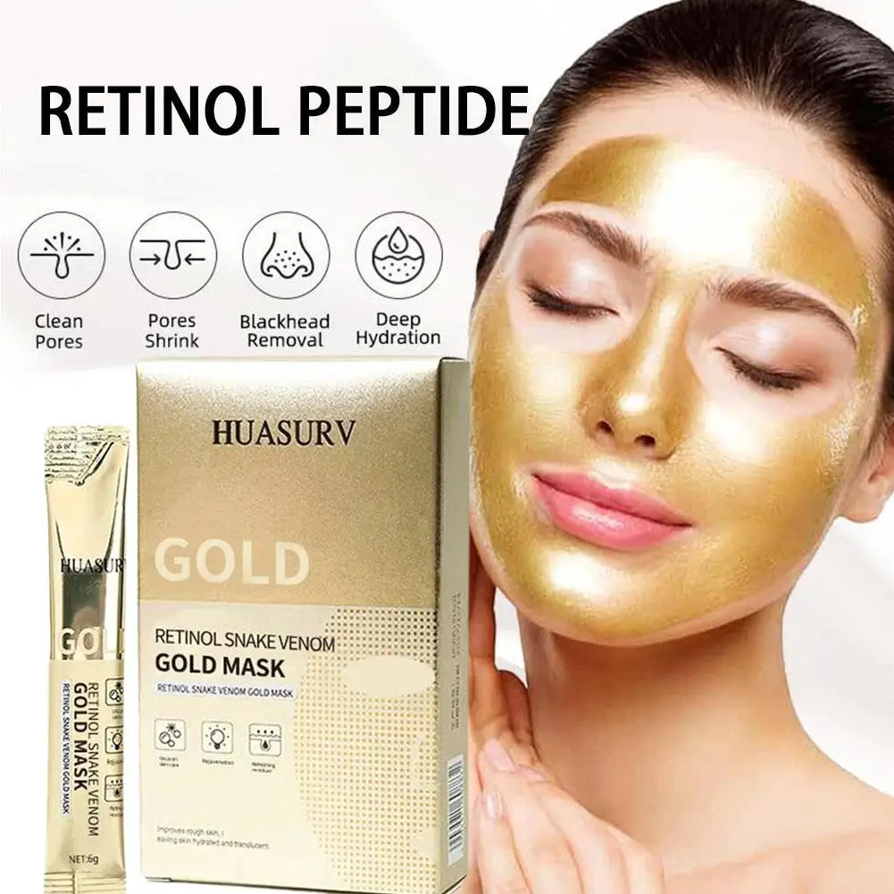 

Retinol Snake Venom Peptide Gold Mask Moisturizing Skin Moisturizing Pore Care Anti-aging Oil Clear Mask Smear Tear-Off Con X0W2