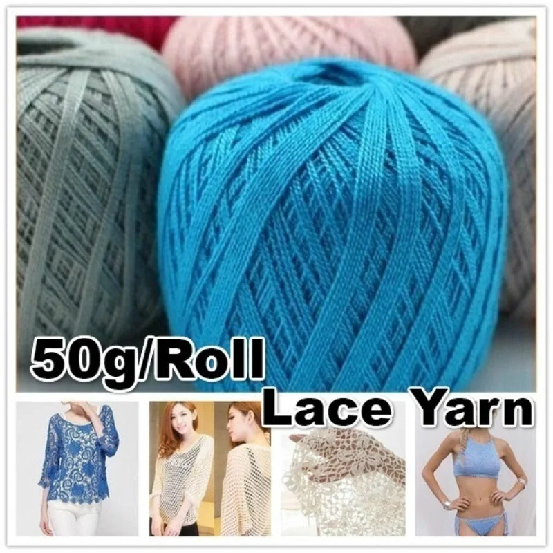 

5 Roll 50g Lace Crochet Thread Cotton Thread Lace Yarn Summer Cotton Wool Fine Yarns for Hand Knitting