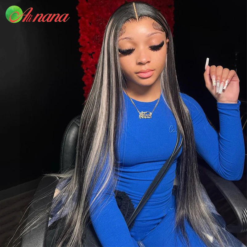 Прямые парики из человеческих волос серого и светлого цвета для черных женщин