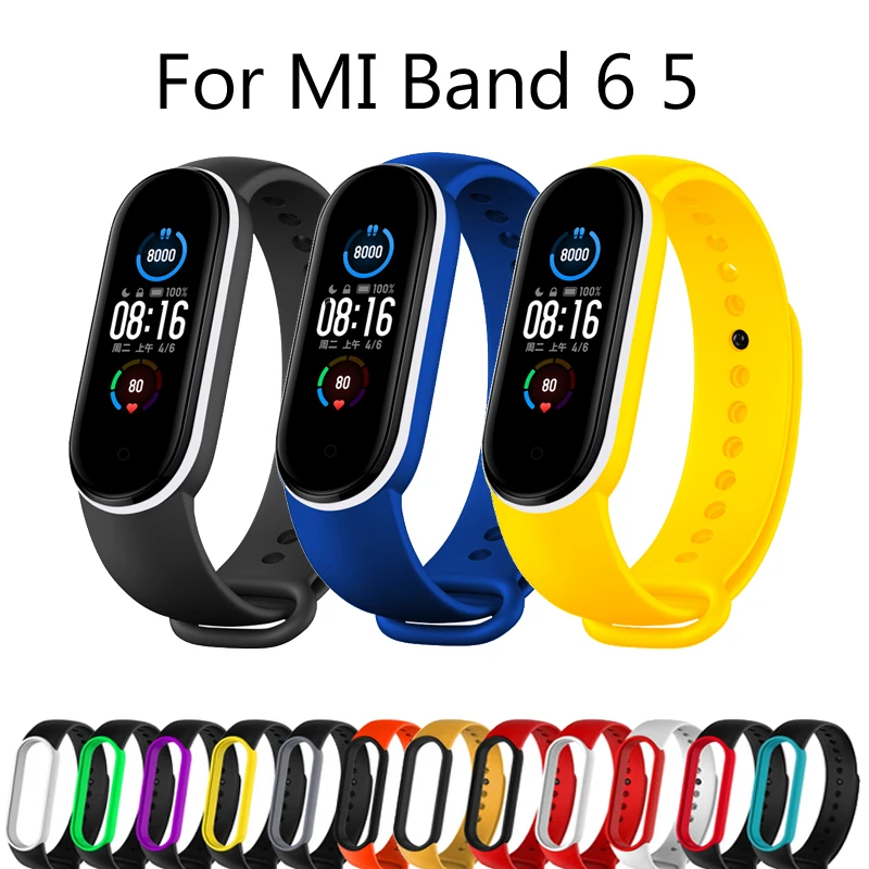 

Correa For Mi Band 6 5 4 3 Strap SiliconeTwo-Color Replacement Bracelet Watchband Pulseira Smart Sports Fitness Wrist Belt