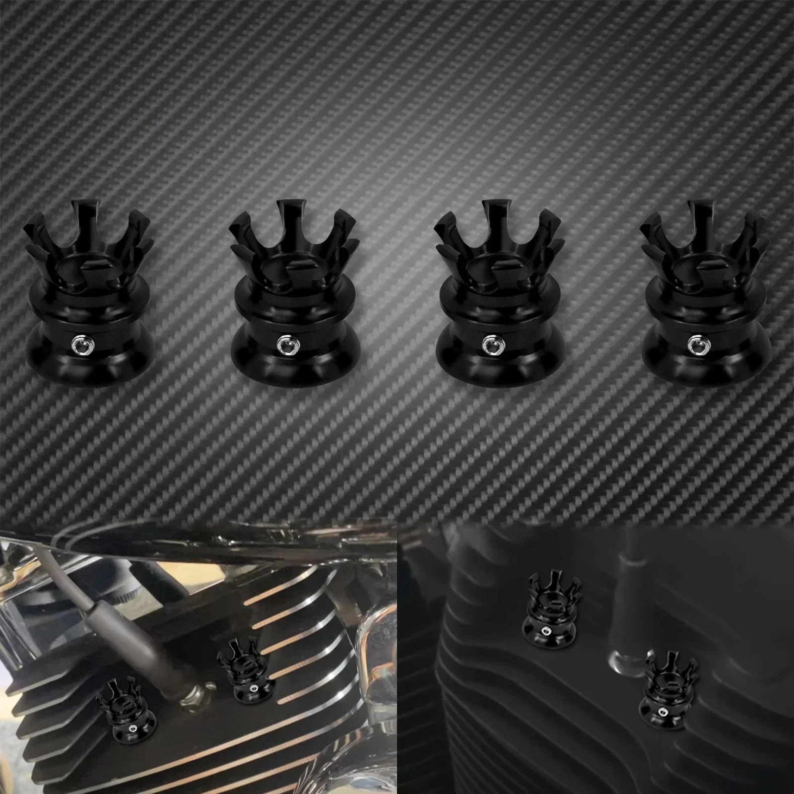 

Крышка болта головки мотоцикла, винты для свечей зажигания, колпачки гаек, 4 шт., крышка двигателя для Harley Sportster XL883 XL1200 Dyna Twin Cam Evo с ЧПУ