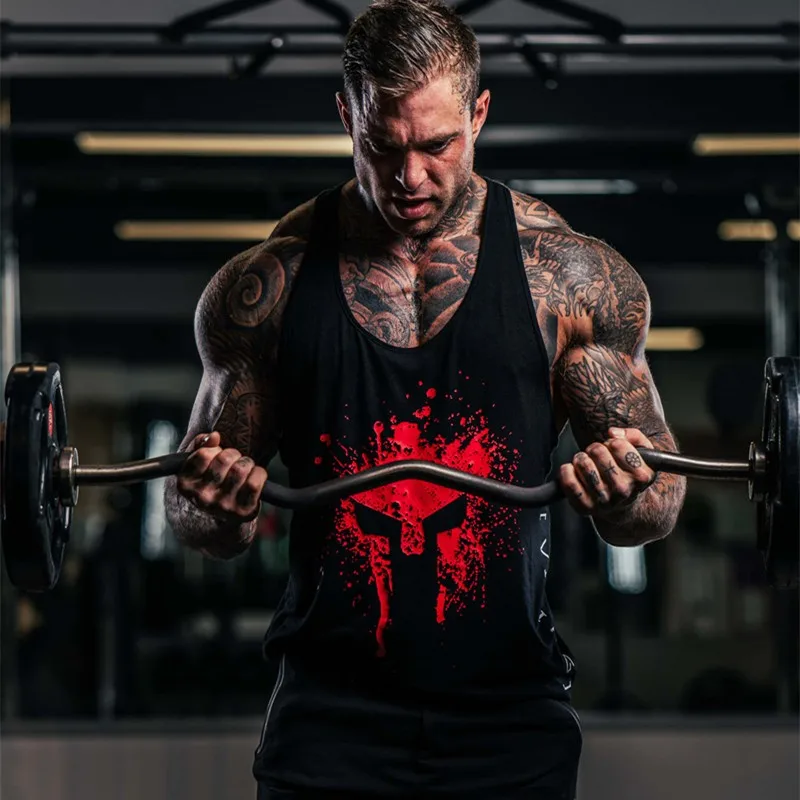 

2022 New Men's Summer Sleeveless Sports T-Shirt Cotton Top Workout Bodybuilding Running Vest Muscular Men's Fitness Vest