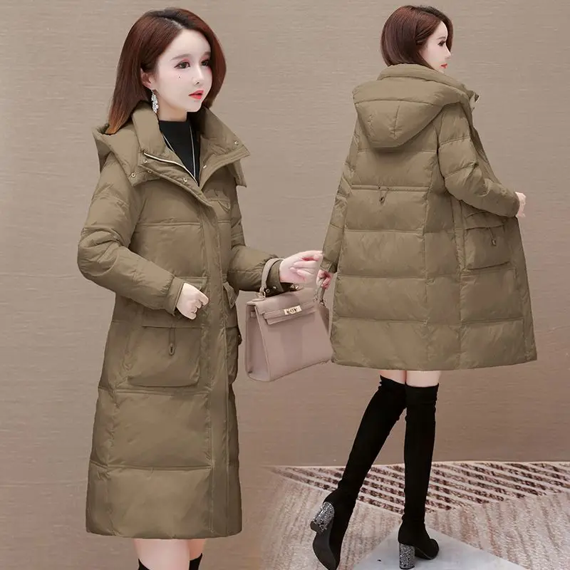 Модный элегантный пуховик с капюшоном в стиле вестерн женский зимний 2024 новая