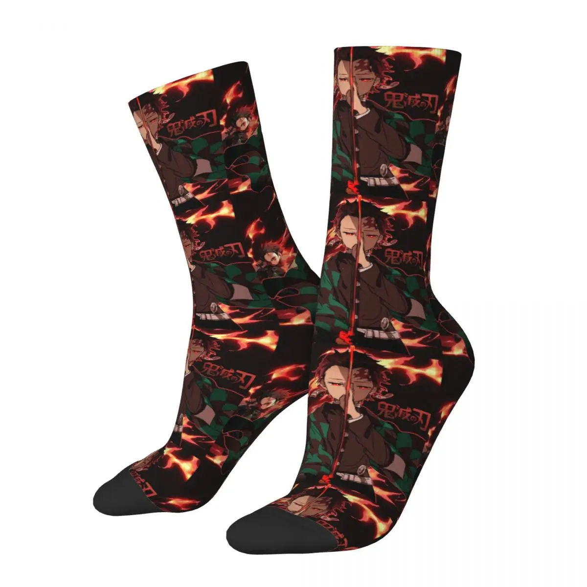 

Hip Hop Vintage Tanjirou Crazy Men's Socks Unisex Demon Slayer Japanese Adventure Anime Harajuku Pattern Printed Crew Sock Gift