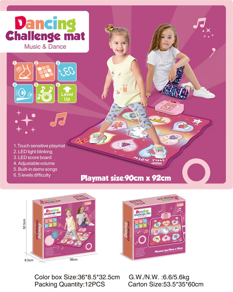 Dance Mat Games Toys - Upgraded Kids Dance Rhythm Step Play Mat for Girls Boys Dance Musical Pad Music Floor Game Toy Birthday G