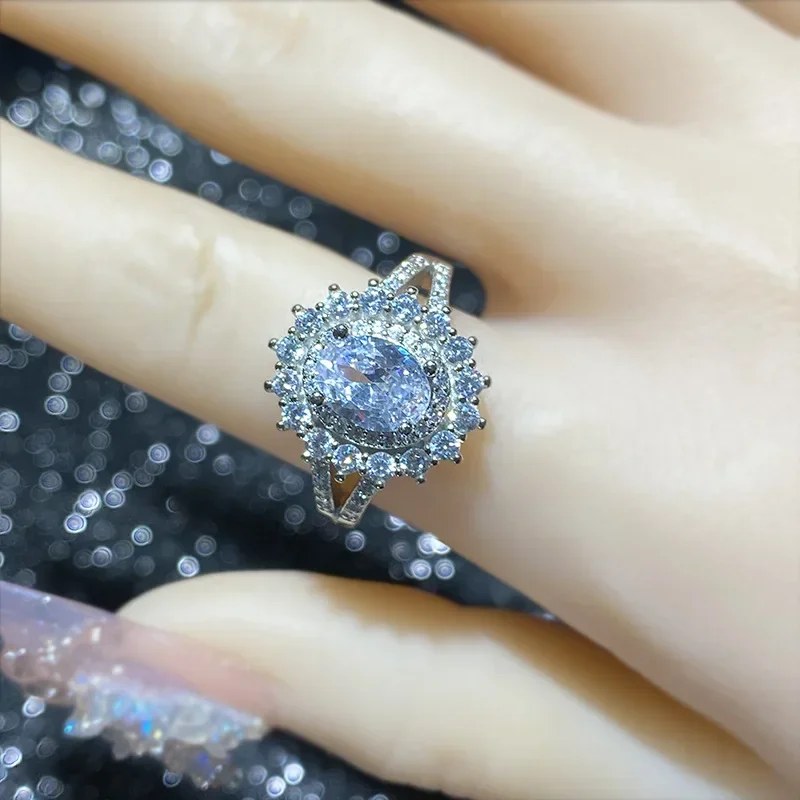 Высокое качество роскошное кольцо MDL в стиле муассанита с аквамарином и