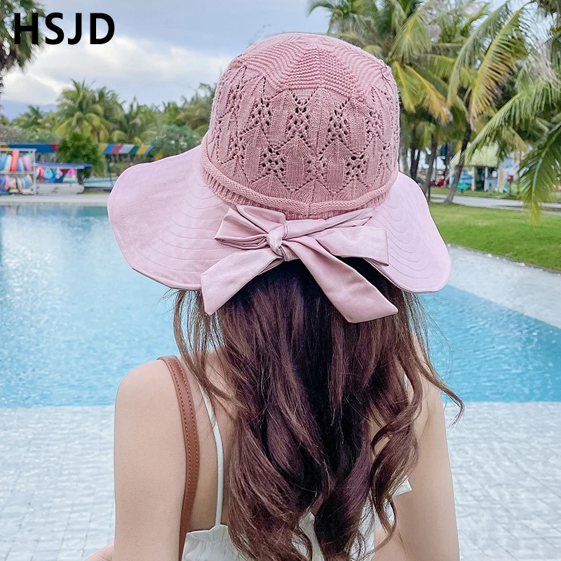 Летняя женская вязаная Солнцезащитная шляпа ручной работы с мягким верхом