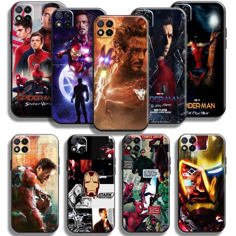 

Avengers Iron Man Spiderman For Xiaomi Redmi 9C Phone Case Coque Silicone Cover Carcasa Black Back