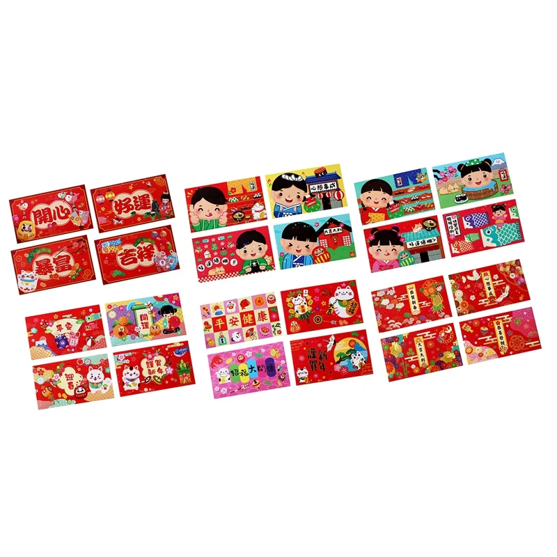 

Конверты китайские красные, 24 шт., пакеты для денег на удачу в год Тигра, красный конверт для весеннего фестиваля, товары для дня рождения