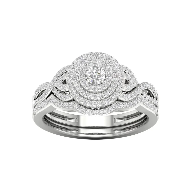 

Imperial 1/2Ct TDW Diamond 10k White Triple Halo Bridal Set (H-I, I2)