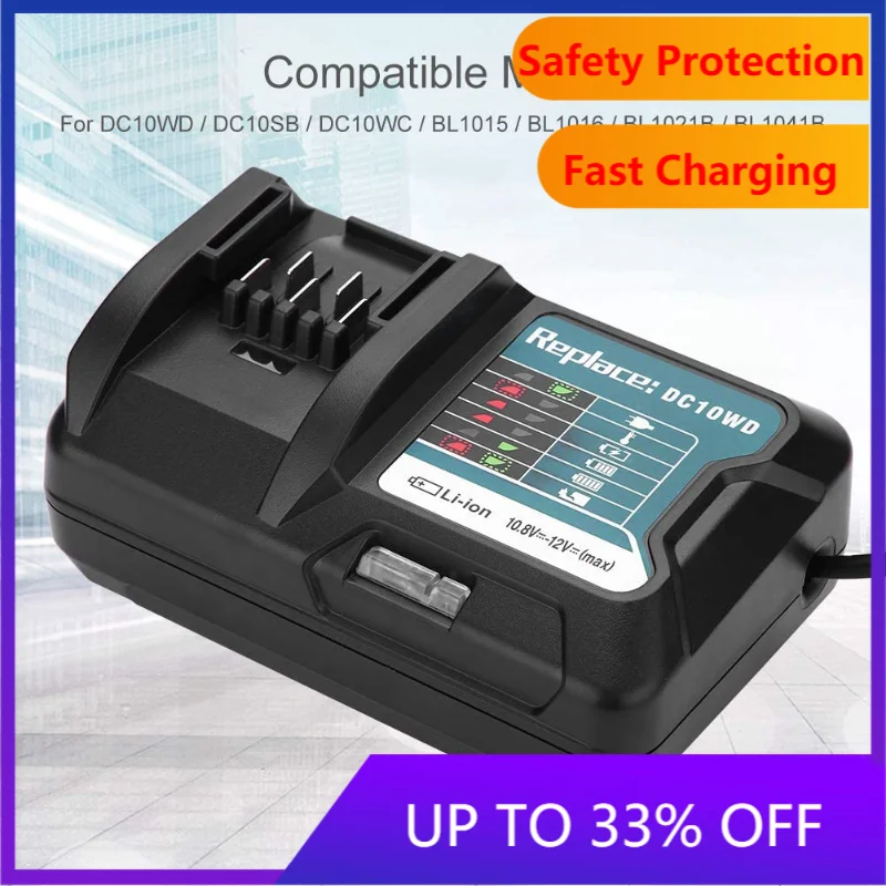 Быстрое зарядное устройство для литиевых аккумуляторов Makita DC10WD / DC10SB / DC10WC / BL1015 / BL1016 / BL1021B / BL1041B 10,8 в 12 В, светодиодное зарядное устройство