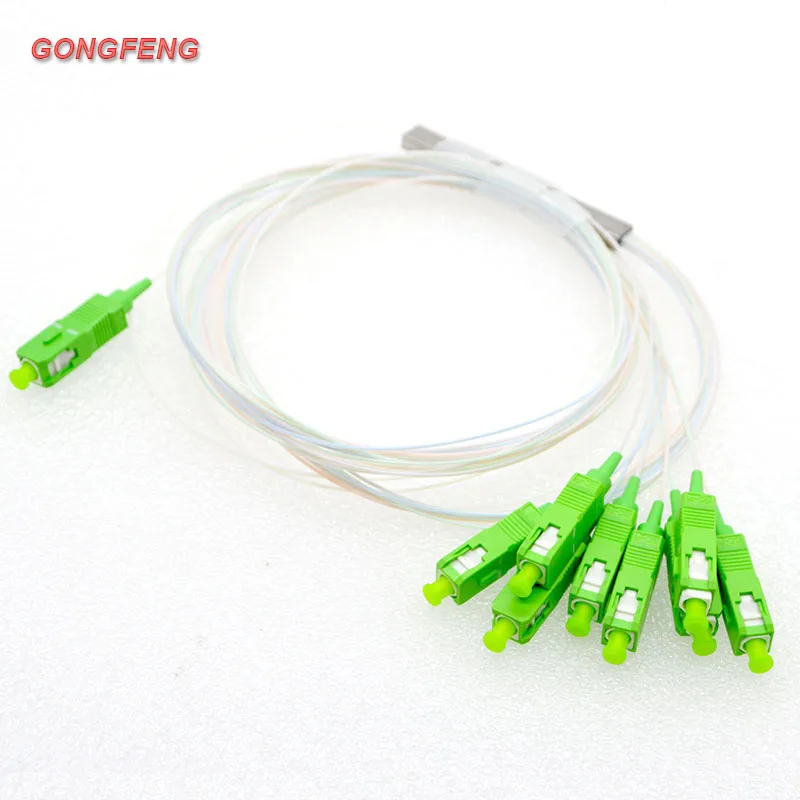 10pcs 1X8 PLC Fiber Optic Splitter FTTH Single Mode Optical Fiber Equipment Connector SC UPC APC 0.9mm Steel Tube Differentia