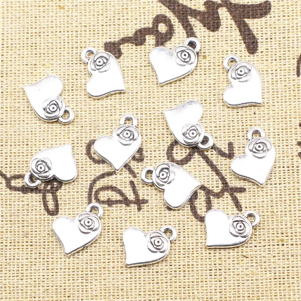

Love Heart Charms For Bracelets Pendant Necklac Craft Supplies 11X14mm Antique Silver Color 20 Pieces