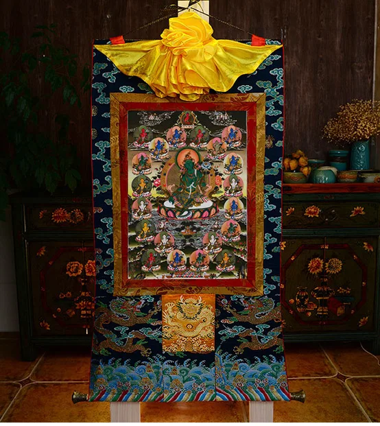 

Wholesale Buddhist supplies LARGE Tibetan Buddhism ART silk Bodhisattva 21 Tara Buddha Thang-ga High-grade Thangka art painting