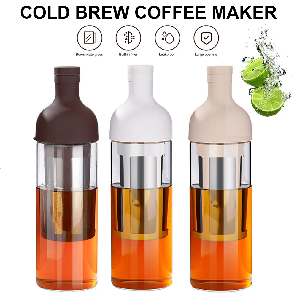 

1000ml Cold Brew Coffee Glass Bottle Pot Iced Coffee Filter Maker Cold Extraction Mixing Ground Cafe Tea Lemon Espresso Jug