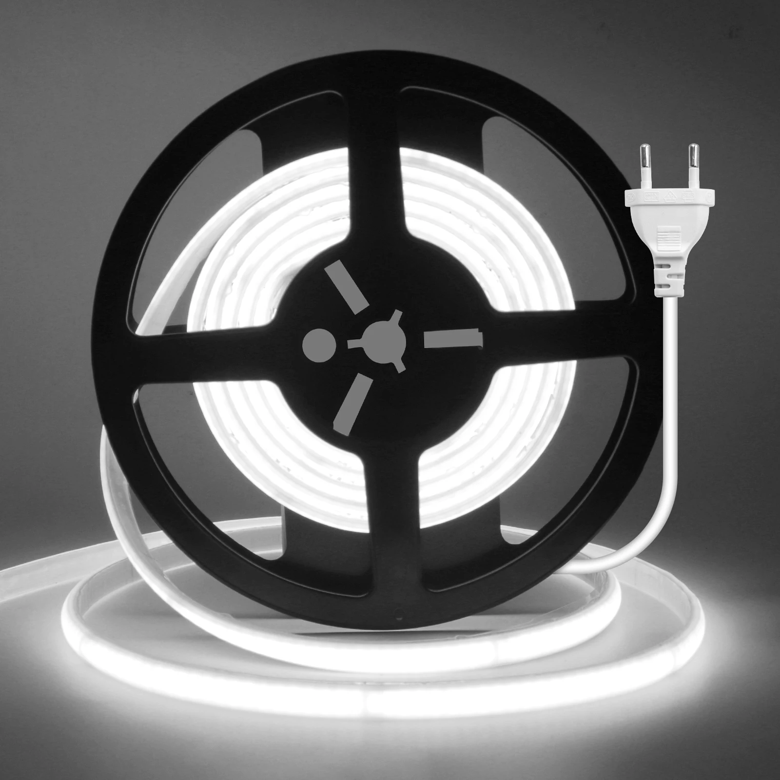 

Светодиодная лента COB 220 В, 240 светодиодов/м, клейкая светодиодная лента с IC, регулируемая яркость, линейное освещение, водонепроницаемая подсветка кухонного шкафа ﻿