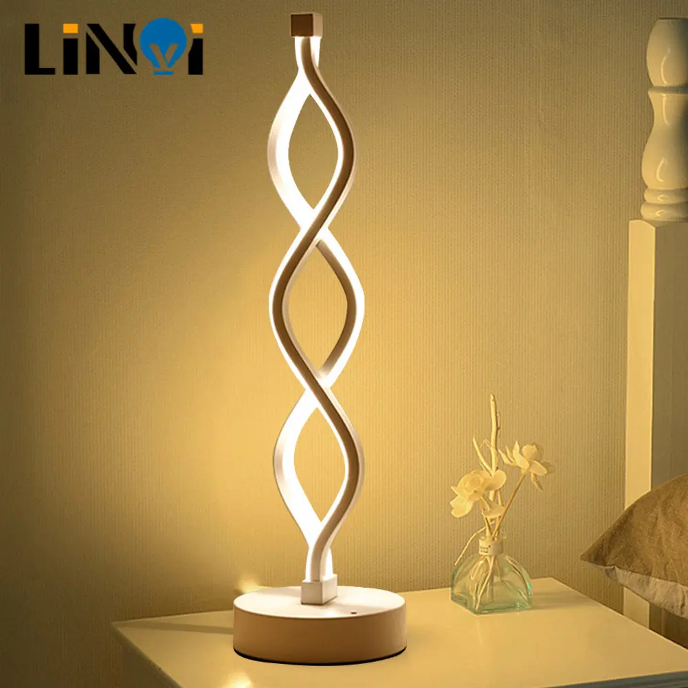 

LED Spiral Table Lamp Modern Minimalist Bedroom Bedside Lamp Touch Dimming for Living Room Curved Desk Lamp Home Decor