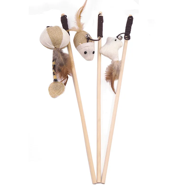 

Cat Toy Funny Cat Stick Feather Bird With Bell Toy for Kitten Playing Teaser Wand Toy Interactive Stick Pet Cat Supplies