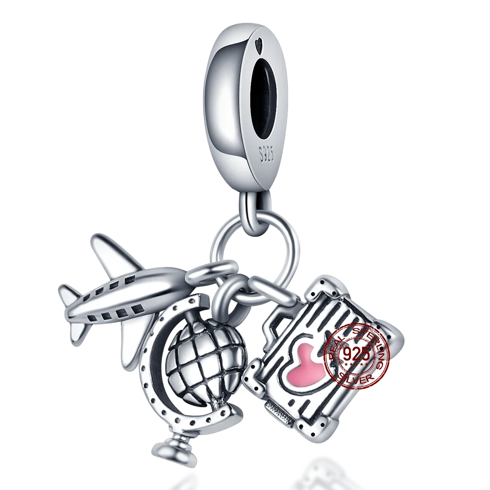 925 Sterling Silver Camera Bead and Globe Charm Fit Original Pandora Bracelet DIY Jewelry For Women Support Wholesale |