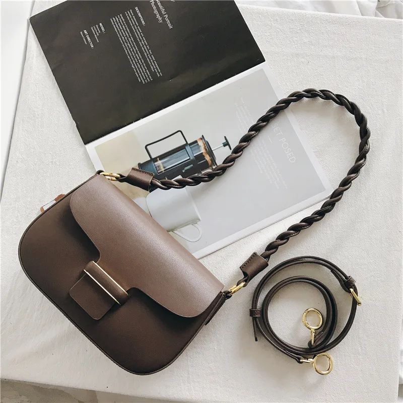 

2022 New Arrival Genuine Leather Soft Flap Bag For Women Luxury Designer Vintage Shoulder Handbags Twisted Braid Messenger Bags