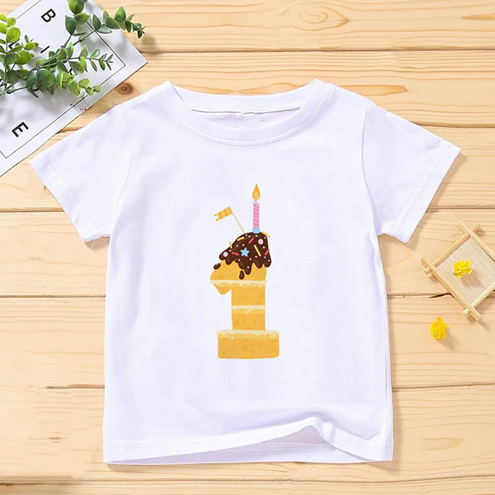 

ZYXZ New Kids Clothing Fashion Summer Donuts Birthday T-shirts Short Sleeved T Shirt Size Year Children's T-Shirt Party Clothes