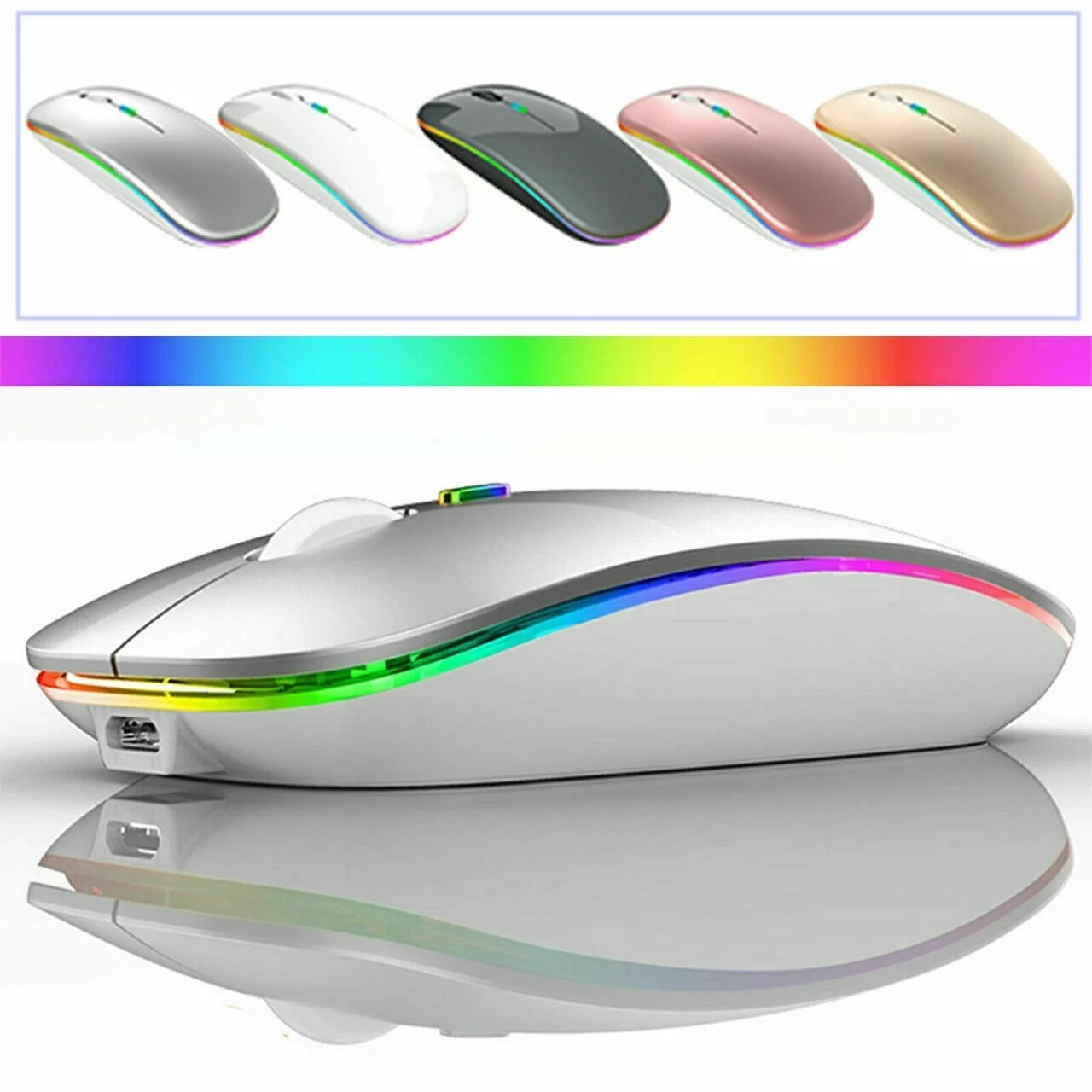 

FOR Ultra thin rechargeable Bluetooth / USB wireless RGB LED mouse for tablet and iPad