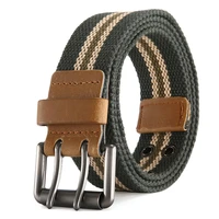 belt for men canvas belt mens fashion simple and versatile double pin buckle casual youth trend line of high quality t stripe