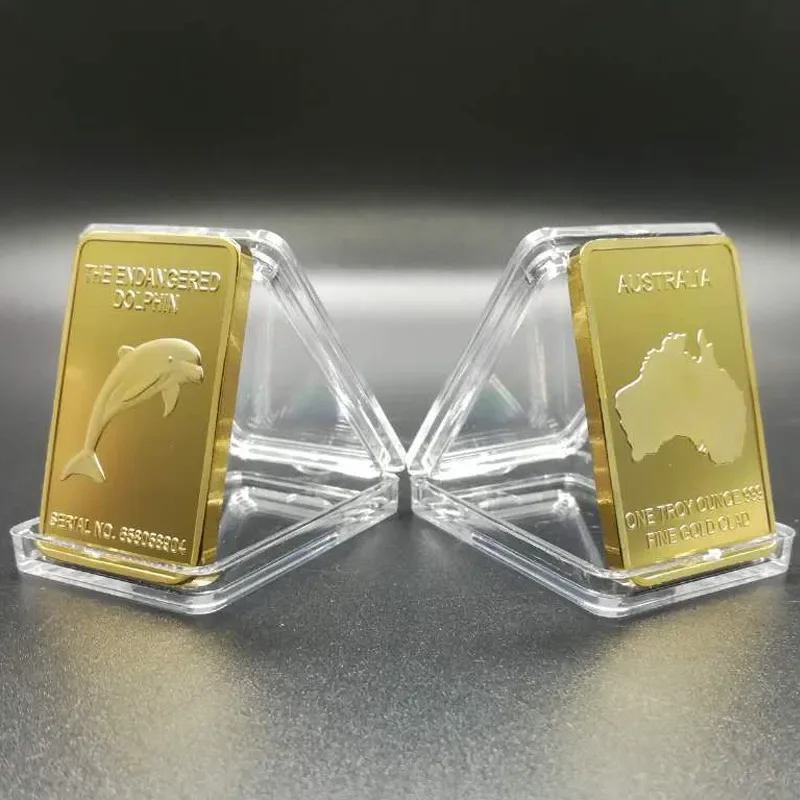 5 шт. золотая планка с изображением дельфина SLMTTG 24К 50x28 мм