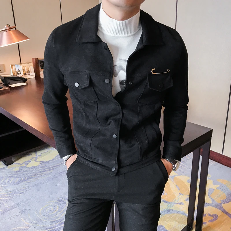 

2022 Мужские приталенные высококачественные модные пальто с лацканами осень и зима для мужчин олень бархатная повседневная куртка женская