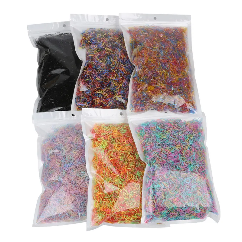 

500pcs Colourful Rubber Ring Disposable Elastic Hair Bands Ponytail Holder Rubber Band Scrunchies Kids Hair Accessories