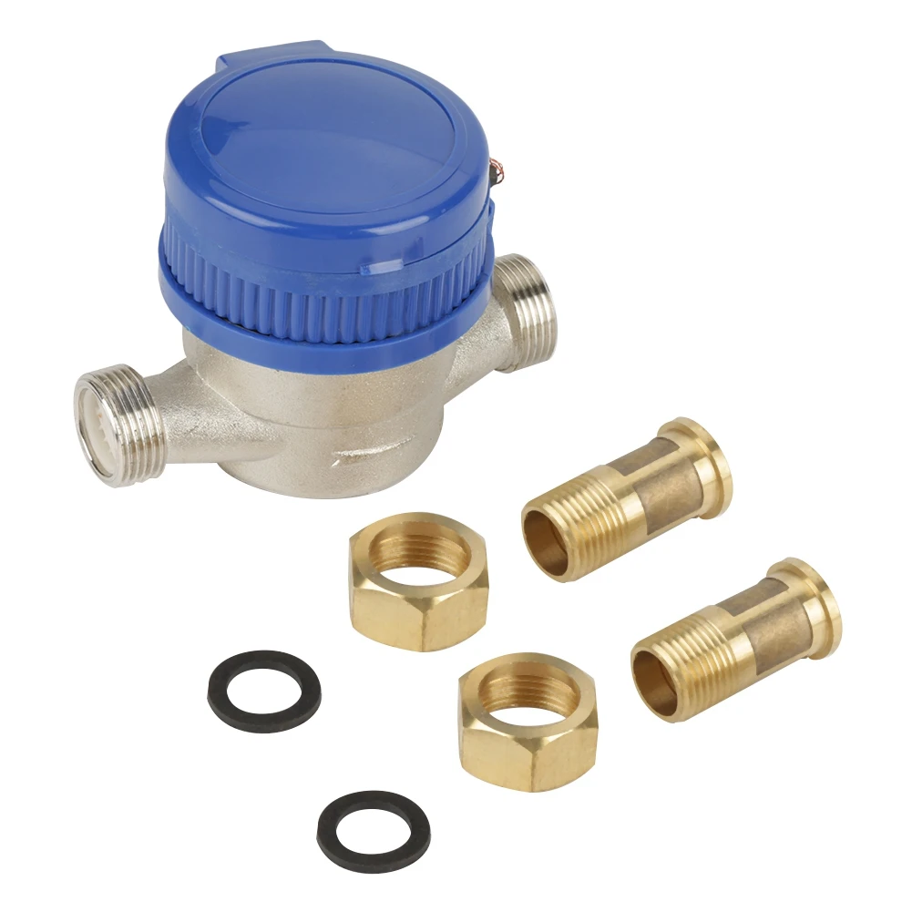 15mm 1/2 inch Cold Water Meter with Fittings for Garden & Home Usage Water Water Water Water
