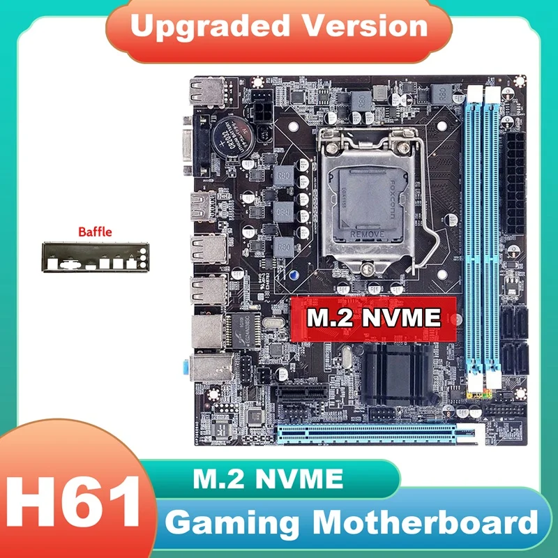 

AU42 -H61 Motherboard+Baffle LGA1155 M.2 NVME Support 2XDDR3 RAM PCIE 16X For Office For PUBG CF LOL Gaming Motherboard