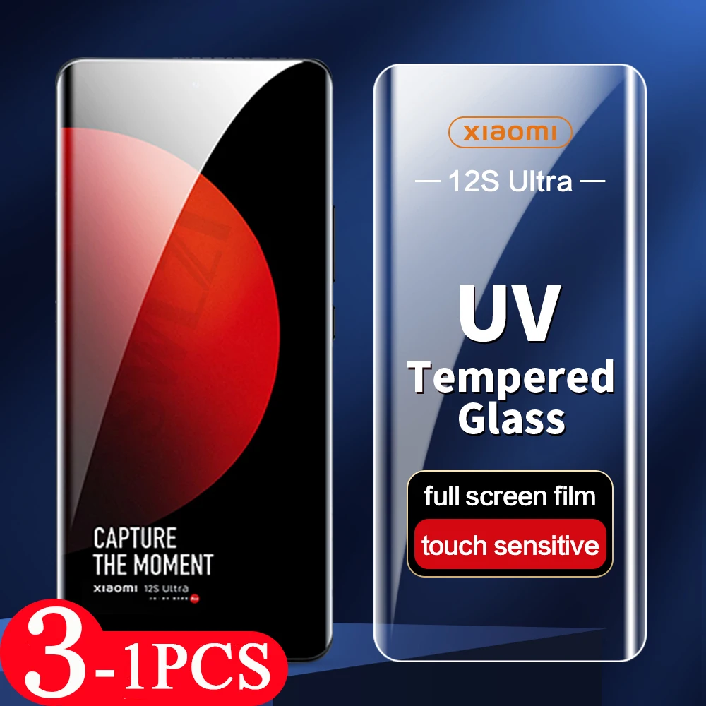 

3/2/1 шт. УФ закаленное стекло для xiaomi mi 10 10s 11 12 12s Ultra 12x Защитная пленка для xiaomi 13 pro УФ-стекло Защита для экрана