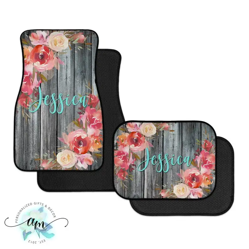 

Personalized Car Mats Floral Car Mats Car and Auto Accessories, SUV and Truck Floor Mats Gifts for Her