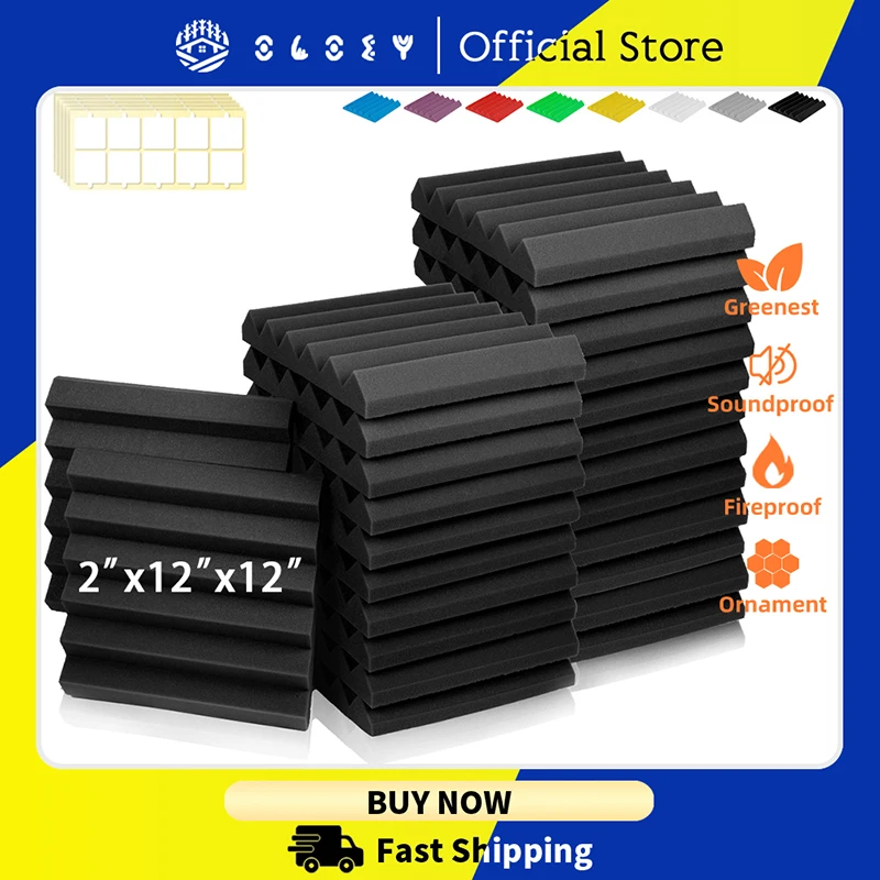 

Foam Sound Absorption Wall Panels 6/12/24 Pack Wedges Acoustic Studio Noise Insulation For Walls And Ceiling Sound Proof Padding