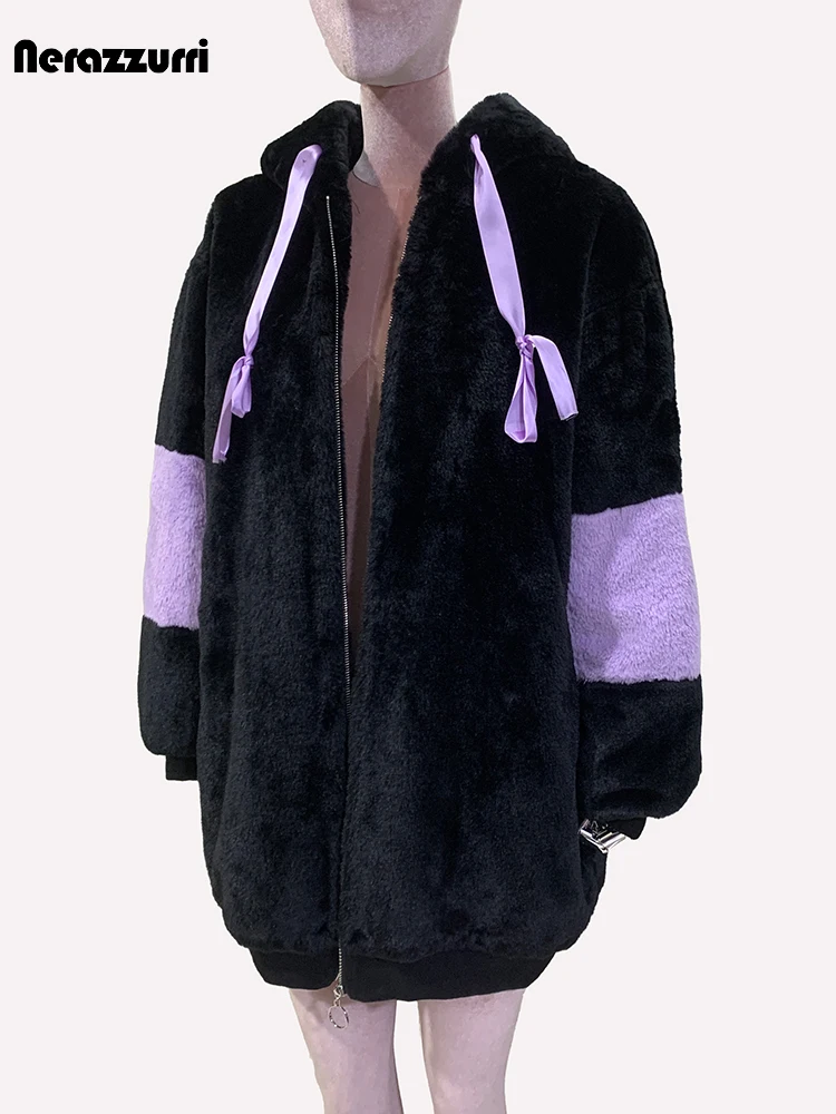 Nerazzurri осень-зима утолщенная теплая мягкая милая лоскутная шуба из