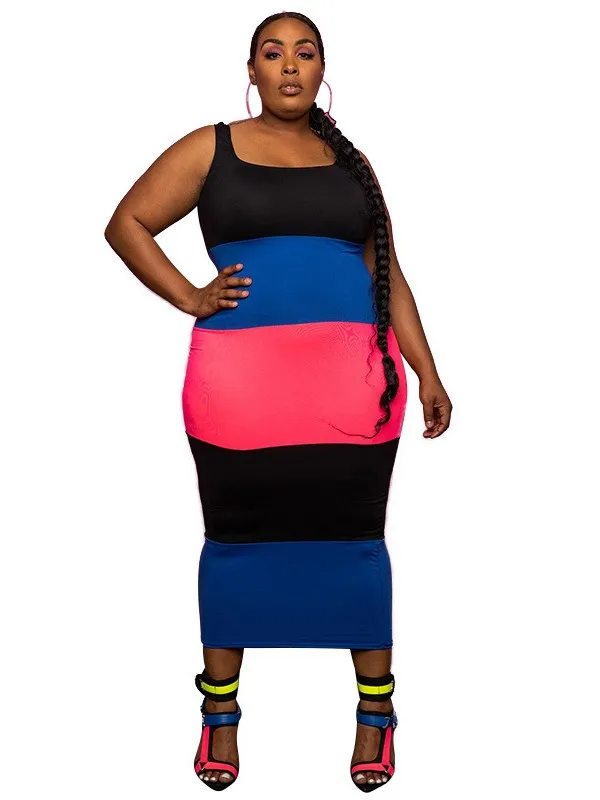 

African Tank Dress Women Mid Calf Length Sleeveless Dashiki Africa Clothing Summer New Fashion Panelled Robes African Dress 2022