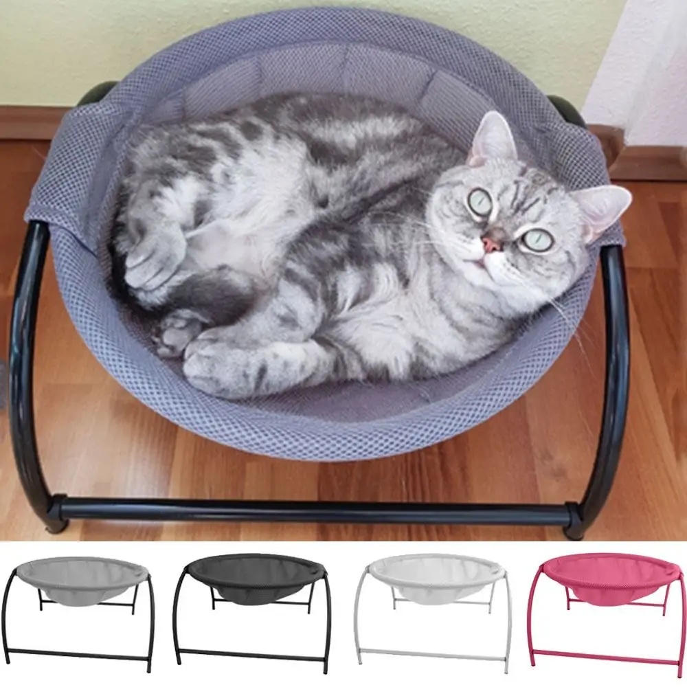 Фото Уютный съемный гамак для кошек на подставке, дышащий, с подставкой для лежания, комфортная теплая лежанка для питомцев, всесезонное спальное место №1
