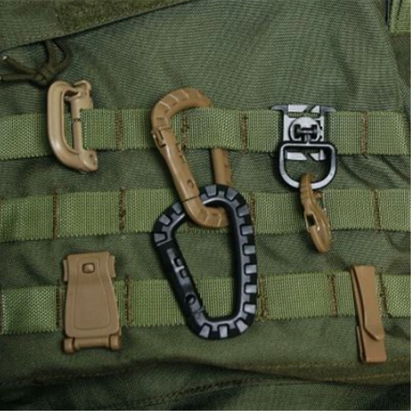 

Outdoor Medium Load Weight Plastic Steel Nylon Carabiner Hook Tactical D Clasp Mountaineering Military Camping Accessories