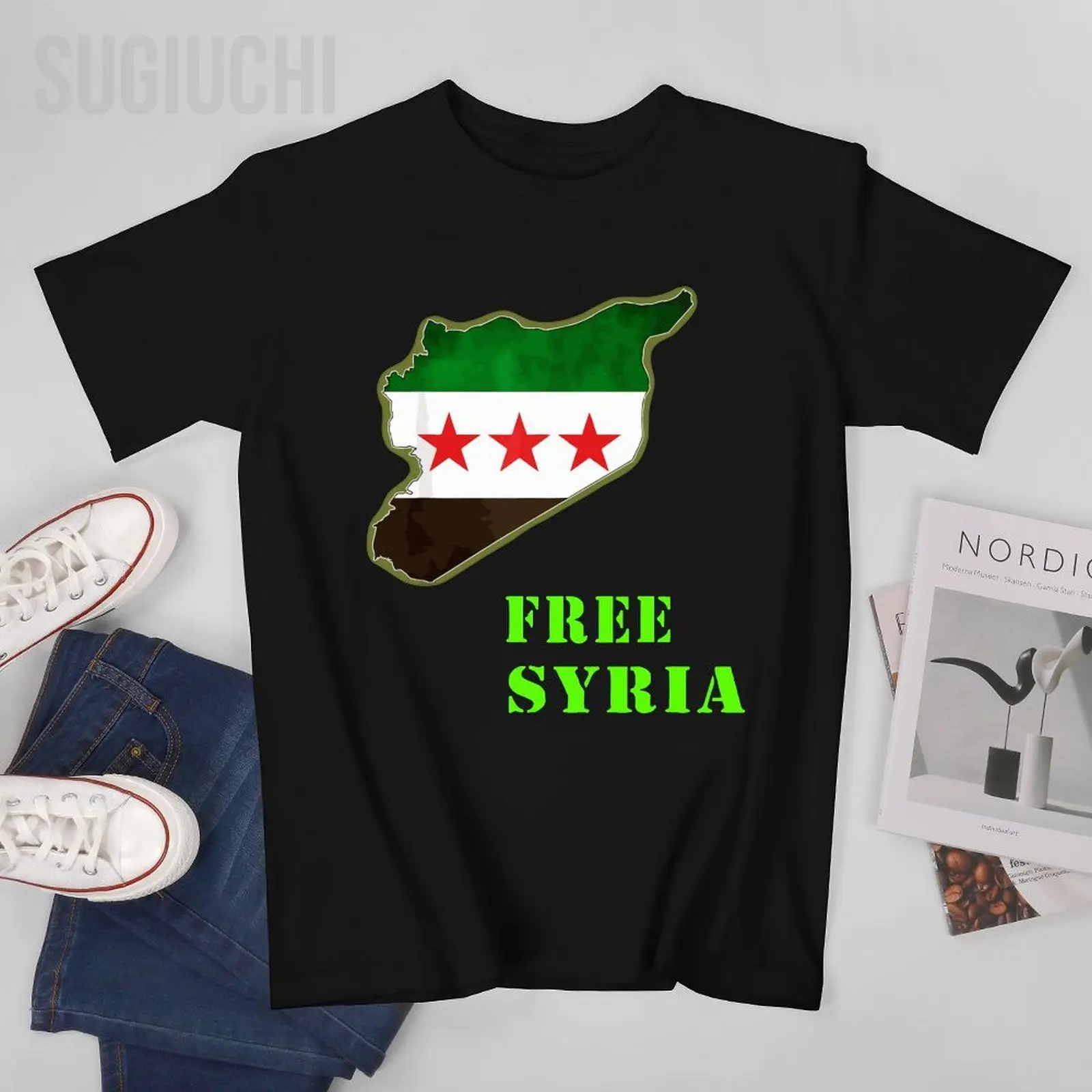 Мужская винтажная футболка с рисунком Сирии карты футболки круглым вырезом для