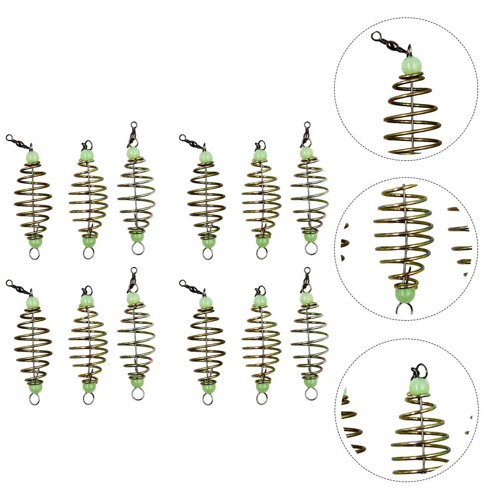 

24Pcs Spring Fshing Bait Traps with Luminous Bead Olive Shape Fishing Bait Cages