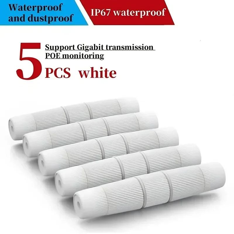 5 шт. RJ45 док-коннектор Ethernet сеть прямой водонепроницаемый IP67 разъем открытый широкополосный сетевой удлинитель кабеля