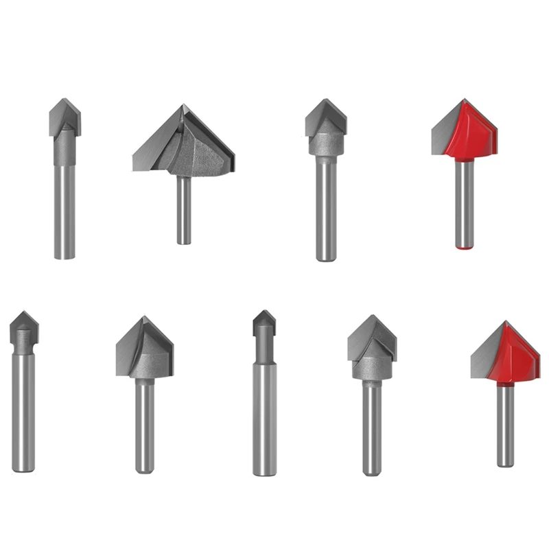 

90 Degree V Groove Router Bits 1/4 Inch Carbide Tipped CNC Engraving Bit Woodworking Chamfer Bevel Cutter Chamfer Bits