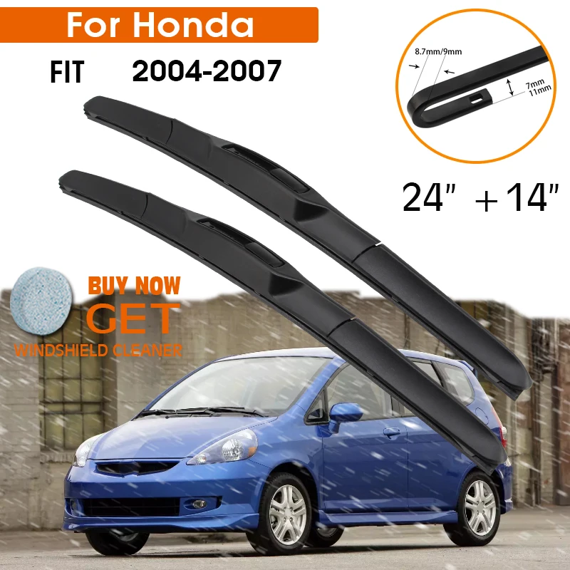 

Автомобильные стеклоочистители для Honda FIT 2004-2007, лобовое стекло, резина, кремний, заправка, передние стеклоочиститель, лезвия 24 "+ 14" LHD RHD, авто...