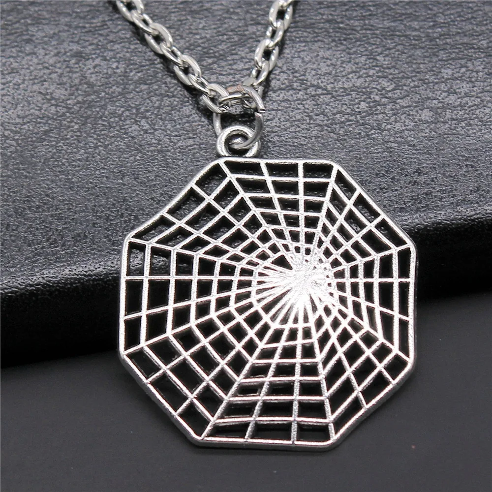 Модное простое винтажное посеребренное Ожерелье 31x28 мм с подвеской паутина для женщин