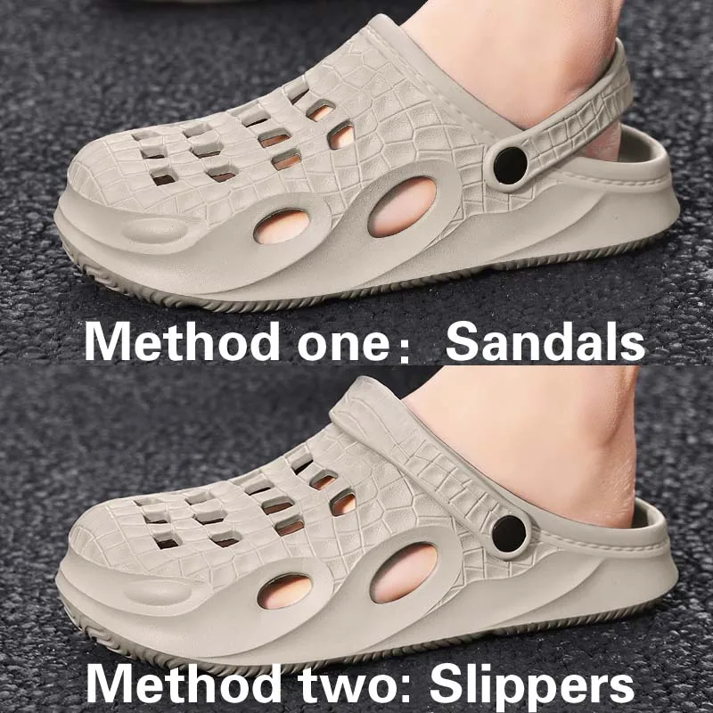 

Модные шлепанцы для влюбленных, садовая обувь, летние мужские уличные Нескользящие пляжные клоги, тапочки с отверстиями EVA, сандалии с принт...